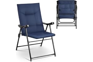 YUMBOT Chaise Longue de Camping, chaises Pliantes Lourdes avec Dossier Haut réglable sur 4 Niveaux pour Adultes, Fauteuil inclinable Compact et Pliable pour terrasse extérieure,Bleu