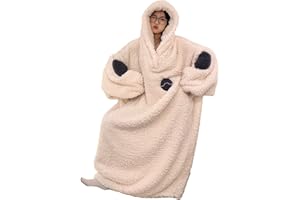 HULG Pyjama en Polaire pour Femme, Couverture Surdimensionnée à Capuche, Grande Polaire Ultra Douce, Chaude Et Confortable, Couverture Géante Portable pour Femmes, Hommes, Adultes, Adolescents