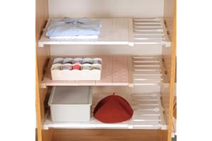 Homieco Extendable Closet Shelf Storage Rack Separator Adjustable Wardrobe Cupboard Divider DIY Organizer Rod for Kitchen Bathroom Bedroom