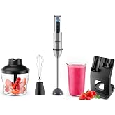 Grunkel - Powerful 2000W Stainless Steel Hand Blender, Tumbler Included and Option Set Accessories with Rod, Chopper and Stan