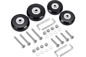 RUNFAR SHOP 4 sztuki (50 x 18 mm) kółka zapasowe do walizek, gumowych kółek, kółek zapasowych, do wózków samsonite, walizka z łożyskami kulkowymi, części zamienne, zestaw naprawczy