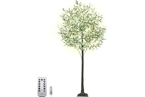 ‎OOWOKS LED-Lichterbaum 180 cm Olivenbaum Künstlich 300 warmweiße LEDs Beleuchteter Baum 8 Lichter Modi mit Fernsteuerung USB-betrieben Weihnachten Deko Baum Outdoor Innen IP44 LED Baum mit Blätter Künstlich