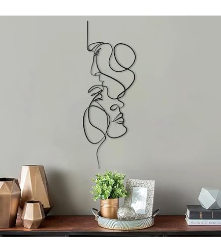 DEKADRON Decorazione da parete in metallo, cuore geometrico, decorazione da parete in metallo (46 x 38 cm