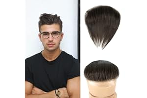 Lordhair Parrucca Uomo PU Frontale,100% Remy Human Hair per Protesi Capelli da Uomo,Toupee European Human Hair Pieces For Men
