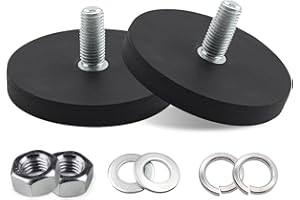 BEATIFIC 2 Stück Neodym Magnete Gummiert, Ø 88mm Gummi Runde Magnete, 55kgs Tragkraft, Scheibe Topfmagnet Mit M10 Außengewinde, Flachgreifer Magnet, für Lichtleisten, Gummi Runde Magnete mit Gewinde