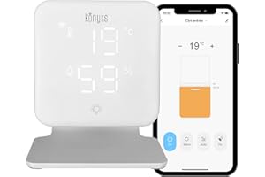 Konyks Climpac - Thermostat Wi-FI pour Climatiseurs et Pompes à Chaleur Air-Air, contrôle à Distance, Commande vocale, thermomètre et hygromètre intégrés