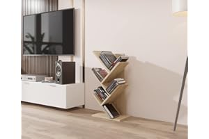 ComfortCove Regał w kształcie drzewa, Regał na biurko, Regał na książki wolnostojący, Regał do salonu, biura, sypialni i kuchni, 5 półek, Sonoma