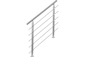 EINFEBEN Corrimano universale in acciaio inox, 120 cm, 5 barre trasversali, per interni ed esterni