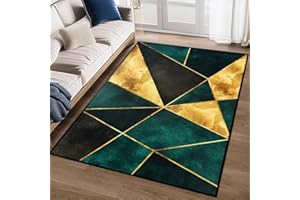 Decorator HOME Designer Teppich Fancy III für Wohnzimmer – Waschbar & rutschfest 120x160 cm - Fußbodenheizung geeignet - Polyester Gold Vielseitig & Pflegeleicht