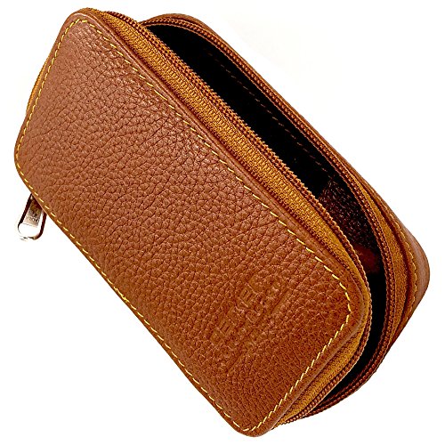 Parker Genuine Leather Zippered Safety Razor & Double Edge Blade Travel Case