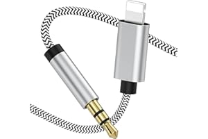 MR. PEN Câble Audio Auxiliaire Voiture pour iPhone 14/13/12/11/X/XS/SE - Adaptateur Jack iPhone Lightning vers prise cable jack 3,5mm Stéréo Mâle - Voiture Stéréo Haut-parleurs écouteurs - 1M - Gris Argent