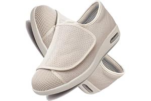 AOCASE Scarpe da Edema Artrite Scarpe da Riabilitazione Extra Larghe e Leggere Traspiranti con Chiusura Regolabile Scarpe Leggere e Antiscivolo con Cuscino d'Aria,Beige,38 EU