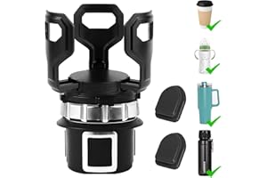 TEARMIER Cup Holder Expander for Car, Car Drinks Holder with 2 Small Black Adhesive Hooks, Versatile Round Cup Holder for Most Cups, Water Bottles, Fits Diameters from 6.5 to 9.5 cm(Black)