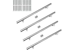 CAVATINY Corrimano in acciaio inox, ringhiera per scale, corrimano da parete, scale con supporto da parete e tappi terminali, ringhiera per scale interne ed esterne per scale, parapetti, balcone, lunghezza: