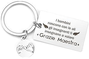 BOMEON Portachiavi Maestra,Regalo Maestra Fine Anno,Grazie Maestra Regali,Portachiavi Maestra Scuola,Regalo Maestra,Regalo Maestra Asilo,Regalo Per Insegnante,Regalo Maestra Fine Anno Personalizzato