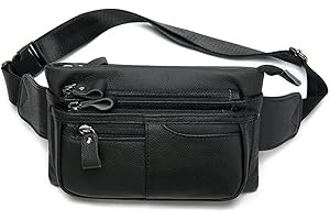 HEBETAG Xieben Vintage Fanny Pack De Cuero Bolso De La Cintura para Hombres Mujeres Viajes Senderismo Correr Cadera Cinturón Delgado Teléfono Celular Monedero Billetera Bolsa egro