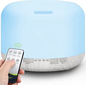 Komomoplus 500ml Aromatherapy Essential Oil Diffuser Ultrasonic Remote Control Cool Mist Fragrance Oils Humidifier Electric Aroma Air Purifier With 7 Led Color Lights Auto Shut Off White Line E500 Amazon Co Uk Health Personal Care