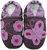 Carozoo Butterfly Flower Purple Soft Sole Leather Baby Toddler Kids Shoes