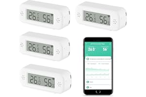 PHOVOLT Thermomètre hygromètre WiFi pour intérieur, capteur de température intelligent, température et humidité numériques avec App de surveillance, compatible Alexa, pour chambre à coucher, serre,cave.4PCS