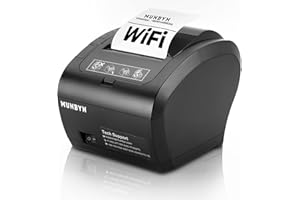 MUNBYN WiFi Thermal Receipt Printer with USB/LAN/RS232 Port, 80mm POS Printer Works with Square Windows Mac Chromebook Linux Cash Drawer, High-Speed Auto-Cutter Wall Mount, ESC/POS (P047-WiFi)