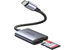 UGREEN SD Card Reader, Aluminum USB C to Micro SD/SD Card Adapter, with 15CM Cable, Thunderbolt 3 for TF/UHS-I/SDXC/SDHC/MMC Card, Compatible with iPhone 15/Pro Max/Pro, iPad Pro, MacBook Pro/Air