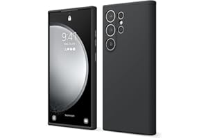 ‎ELAGO elago Etui z płynnego silikonu premium kompatybilne z Samsung Galaxy S24 Ultra, pokrowiec ochronny na całą obudowę, 4-warstwowa, odporna na wstrząsy struktura, miękka wyściółka z mikrofibry (czarne)