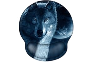 CHUQING Alfombrilla de ratón ergonómica con reposamuñecas de gel con diseño de lobo