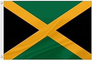 ASUNO Jamaica Flag 90 × 150 CM Polyester Jamaican National Banner with 2 Brass Grommets Double Side Vivid Color Fade Resistant for Outside Garden Lawn Patio