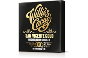 Willie's Cacao - 95% San Vicente Dark Chocolate bar - 40g - Soft fruit notes - Single estate Colombian cocoa - Vegan - Artisan made