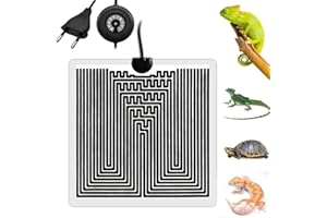 Afenau Tapis Chauffant Terrarium, 28w Réglable Chauffage Terrarium avec 10 Température, Tapis Chauffant Reptile pour Tortues, Serpents, Lézards, 28 X 28 CM