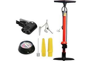 FOZOBAIY Bike Floor Pump with Gauge, Floor Bicycle Pump with Both Presta and Schrader Bicycle Pumps Valves High Pressure 170Psi Multi-purpose Portable Air Pump for Road Bike MTB Sports balls