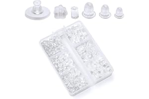 JINGEGECOME 600pcs Silicone Earring Backs - 6 Styles Clear Rubber Earrings - Safety, Soft, Hypoallergenic, Stopper Back for Droopy Ears
