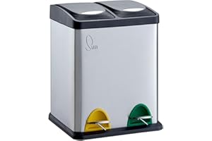 SVITA TC2X8 Lot de 2 poubelles compactes à pédale 16 l 2 x 8 l Argenté
