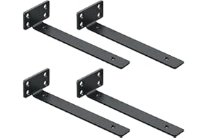 Mooche 4 Pièces Supports d' Étagère Flottants Mural, Large Éventail d'Applications, Equerre Etagere Murale Facile à installer/Pratique, 20 x 4 x 6.5 CM, Noir