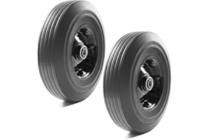 JUZAI 10 Inch Heavy Duty Sack Truck Wheels, Solid Rubber Puncture Proof Hand Trolley Cart Wheels Replacement, 4.10/3.50-4 Wheel, 16mm Bore, 200KG Load Capacity per Wheel