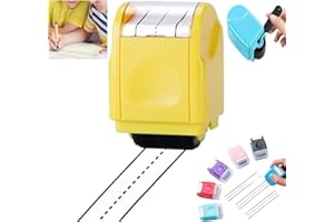 EHOTER Race Track Stamp Roller Car Track Stamp Roller Handwriting Lines Stamp Roller Writing Lines Stamp Roller Dashed Handwriting Lines Practice Roller Stamp Line Road Stamp Roller for Kids (Yellow)