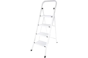 COLOMBO Scaletta 4 Gradini Pieghevole in Acciaio – Scaletta Domestica Salvaspazio con Gradini Antiscivolo e Piedini in Gomma – Scala Richiudibile Robusta e Sicura, Design Made in Italy