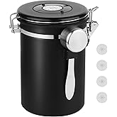 Ohtomber Kahve Kutusu Saklama Kabı - 22 oz Paslanmaz &Ccedil;elik Hava Ge&ccedil;irmez Kahve &Ccedil;ekirdeği Saklama Zemini Konteyner Tarih İzley
