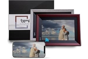 Ramka na zdjęcia WiFi bemi z aplikacją Frameo, czarna cyfrowa ramka na zdjęcia + 2 ramki w zestawie czytnik kart pamięci 10,1", ekran dotykowy, wbudowany głośnik