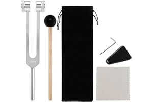 Henxing Diapason 128 Hz, Diapasones Terapeuticos, Juego de Diapasón con Martillo de Silicona y Herramienta de Reparación para Terapia de Sonido, Meditación, Yoga y Sanación de Chakras