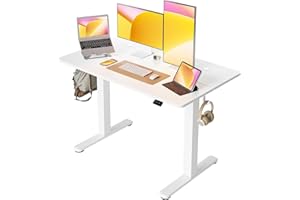 ‎CUBIKER Cubiker 120 x 60 cm Schreibtisch Höhenverstellbar Elektrisch, Stehpult T-Beine aus Stahl mit Funktions-Memory-Steuerung, Anti-kollisions System, Weiß Tischplatte