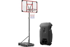 ‎YOHOOD Yohood Basketballkorb Outdoor für Kinder/Jugendliche, Basketballkorb mit Rollen Tragbar, 147–260cm Höhenverstellbarer Basketballständer mit 82x53cm PC Rückwand & Vergrößerter Basis