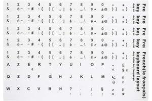 VJUYSW Lot de 5 pièces autocollants pour clavier ultra-fines, Autocollants français anti-poussière, avec en lettres françaises noires, adaptées à tout standard(blanc).