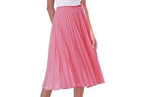 KINSTELL Falda plisada elástica de cintura alta para mujer, falda acampanada, falda larga vintage elegante