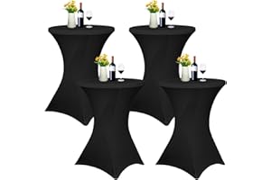 ‎PESONLOOK 4er-Set Stretch Stehtisch Husse für Bistrotisch Ø 80-85 cm Elegante ,Verstärkung im Fußbereich,40°C Maschinenwäsche ，Stretch-Husse Schwarz Hussen für Stehtische und Bistrotische(80×110cm,Schwarz)