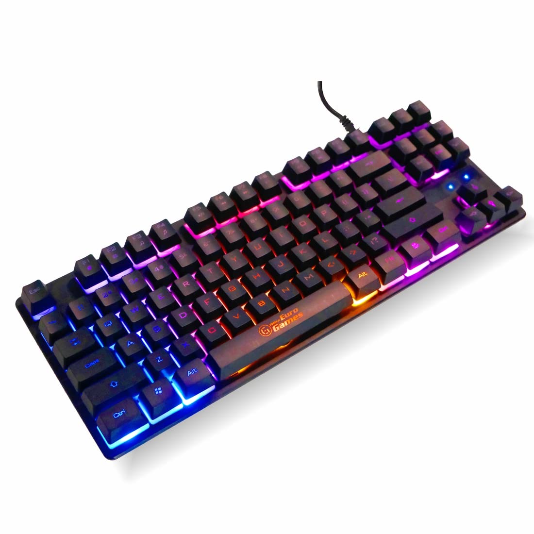RPM Euro Games Gaming Keyboard Wired | 87 Keys Space Saving Design | Membrane Keyboard with Mechanical Feel | LED Backlit & S