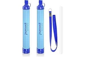 Purewell Outdoor Water Filter Personal Water Filtration Straw Emergency Survival Gear Water Purifier for Camping Hiking Climbing Backpacking