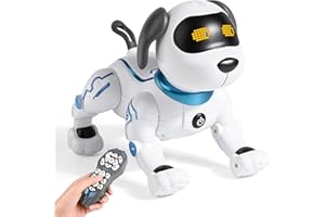 Weinsamkeit Fernbedienung Roboter Hund, RC Roboterhund mit LED-Auge & Sound RC Stunt Robo Hund mit Sing & Tanz Intelligentes Programmierbares Interaktives Hundespielzeug Geschenk für Kinder 3-12 Jahre