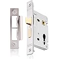 XFORT® Polished Chrome Euro Profile Sashlock 75mm, Euro Sash Lock for Internal and External Doors, Door Latch Mechanism and Euro Cylinder Key Locking Security, CE Approved and Fire Rated Protection.