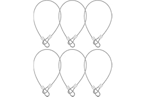 PRASACCO 6 Pack Steel Cable with Loops, Stainless Security Cable Safety Chain for Outdoor Gate Luggage Lock, 2mm Thickness 12 Inch Length